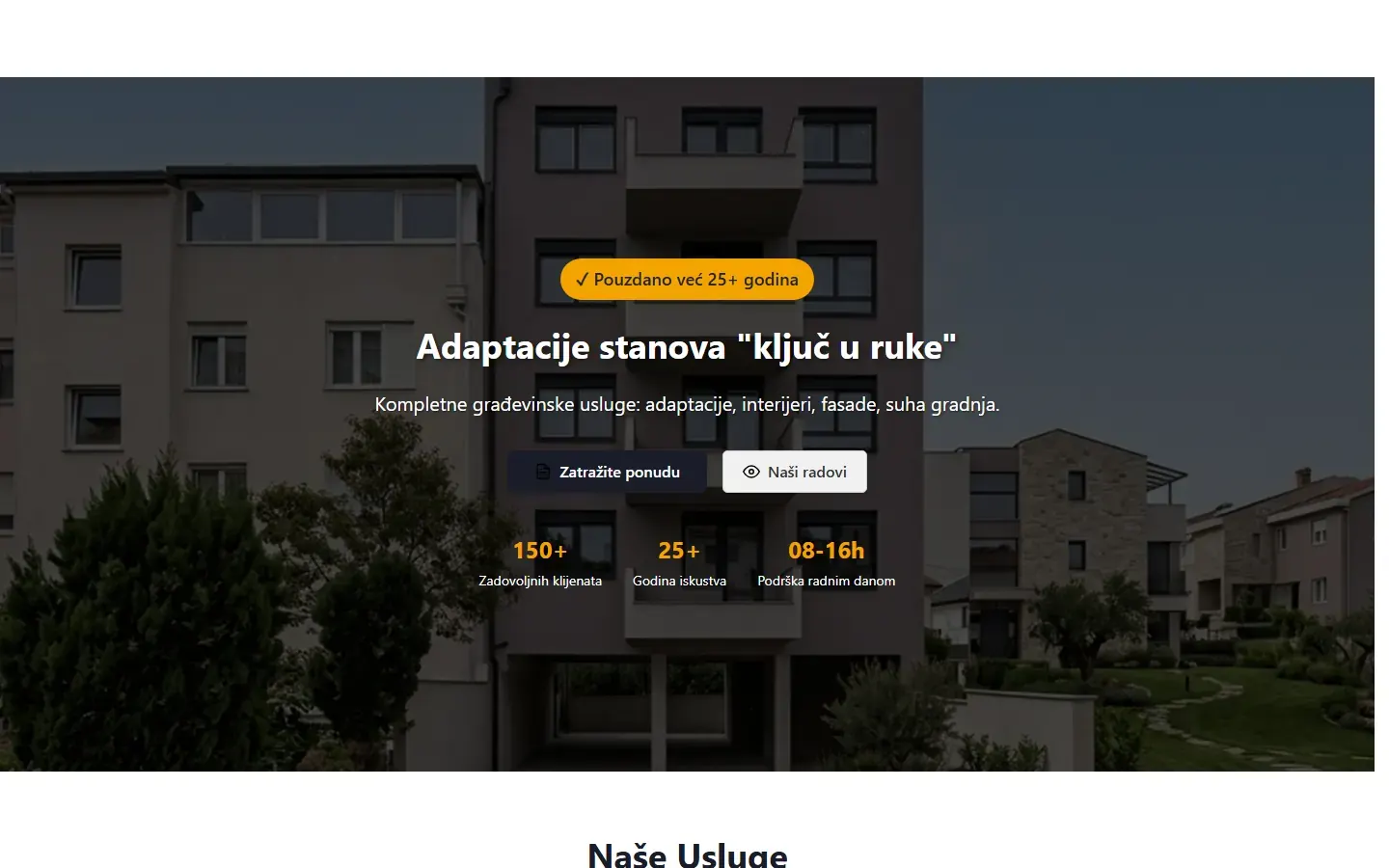Naslovna stranica web stranice Kolmont, građevinska tvrtka iz Zagreba