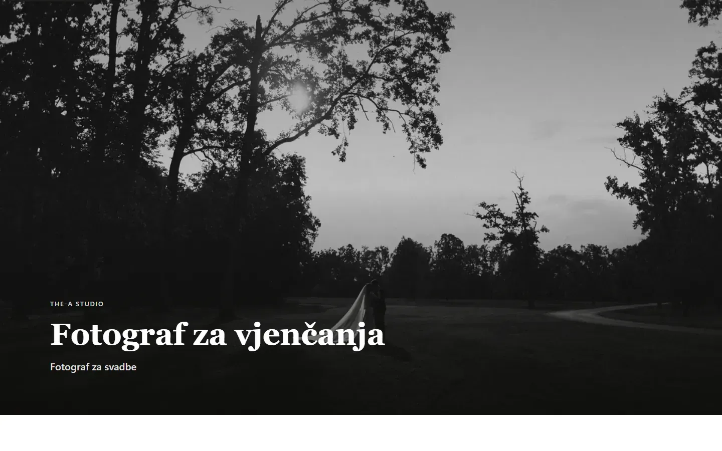 Naslovna stranica web stranice The-A Studio, fotograf za vjenčanja iz Privlake