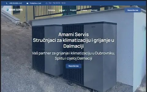 Naslovnica web stranice Amami Servis