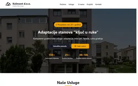 Naslovnica web stranice Kolmont