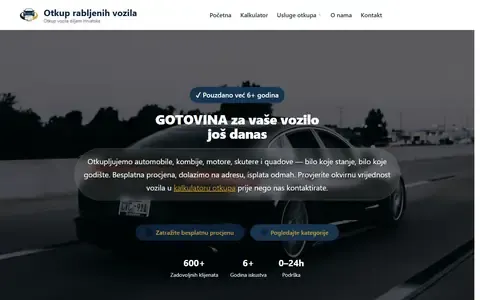 Naslovnica web stranice Otkup rabljenih vozila